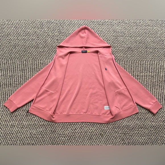 Polo By Ralph Lauren Men's Salmon Pink Solid Double Knit Full Zip Hoodie - Picture 3 of 5